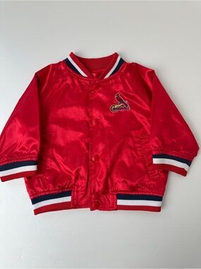 Baseball St Louis Cardinals Satin Bomber Jacket Toddler 18 Months MLB Red